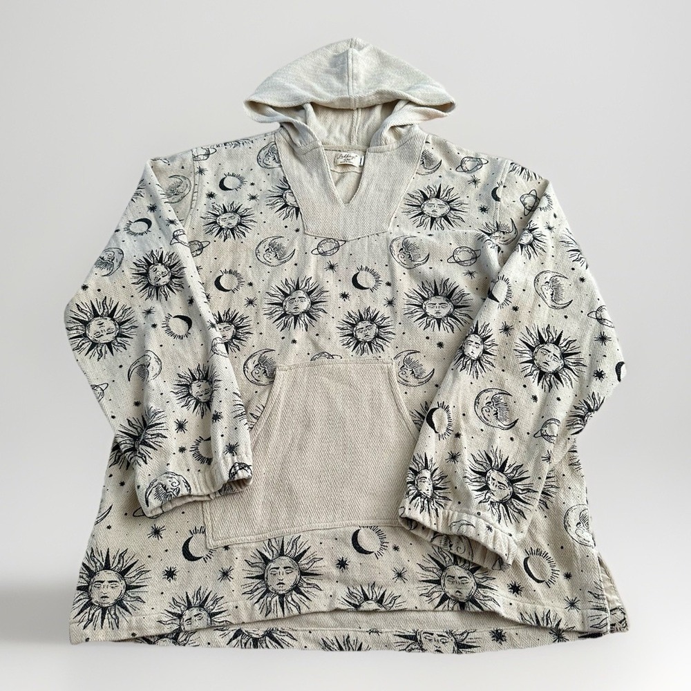 Vintage Celestial Hoodie Men's Small/Medium Sun Stars Planets Drug Rug Cotton